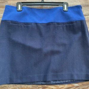 NWOT Gap Navy Blue Wool Blend Colorblock Pencil Mini Skirt Sz 12